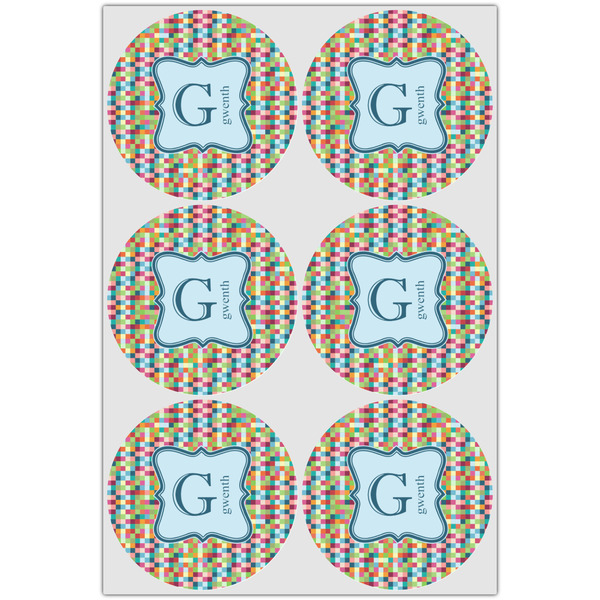 Retro Pixel Squares Drink Topper - Large - Set of 6