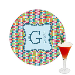 Retro Pixel Squares Printed Drink Topper -  2.5" (Personalized)