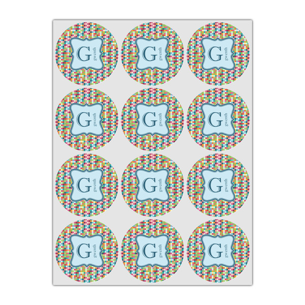 Retro Pixel Squares Drink Topper - Small - Set of 12