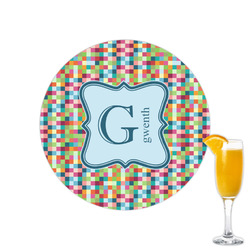 Retro Pixel Squares Printed Drink Topper - 2.15" (Personalized)