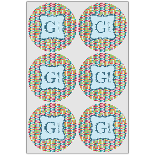 Retro Pixel Squares Drink Topper - XLarge - Set of 6