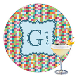 Retro Pixel Squares Printed Drink Topper - 3.5" (Personalized)