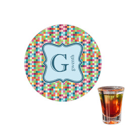 Retro Pixel Squares Printed Drink Topper - 1.5" (Personalized)