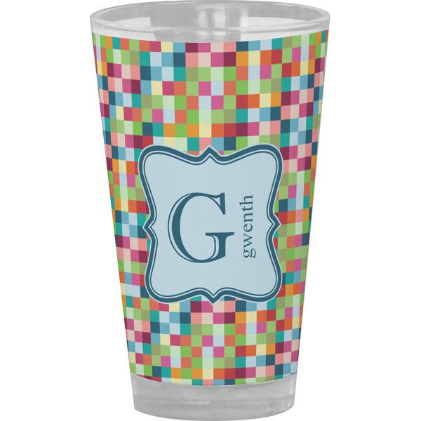 Custom Retro Pixel Squares Pint Glass - Full Color (Personalized)
