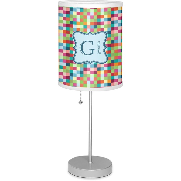 Custom Retro Pixel Squares 7" Drum Lamp with Shade (Personalized)