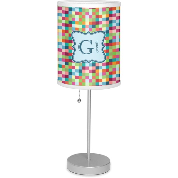 Custom Retro Pixel Squares Lamp with Drum Shade (Personalized)