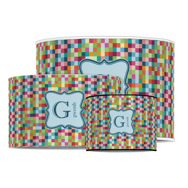 Retro Pixel Squares Drum Lampshades - MAIN