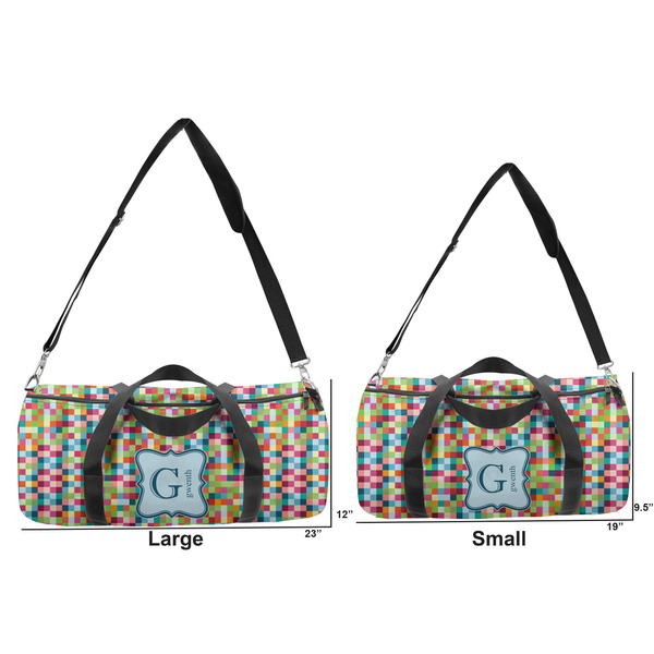 Retro Pixel Squares Duffle Bag Small and Large