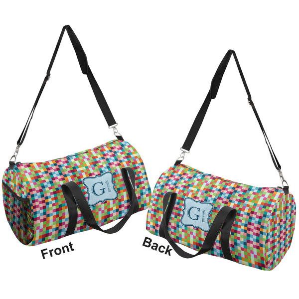 Retro Pixel Squares Duffle bag small front and back sides