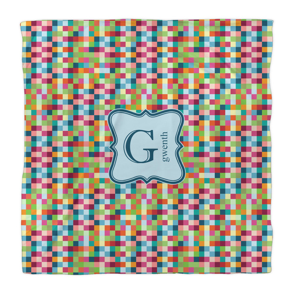 Retro Pixel Squares Duvet Cover - Queen - Front