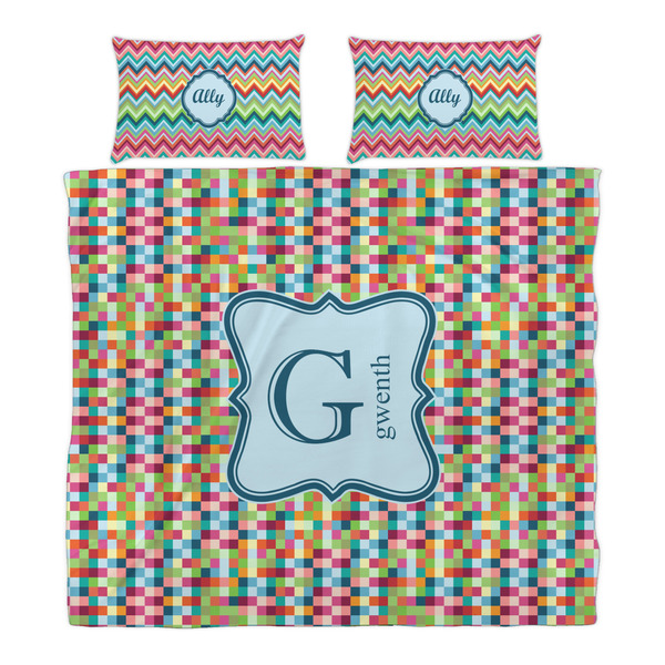 Retro Pixel Squares Duvet Cover Set - King - Alt Approval