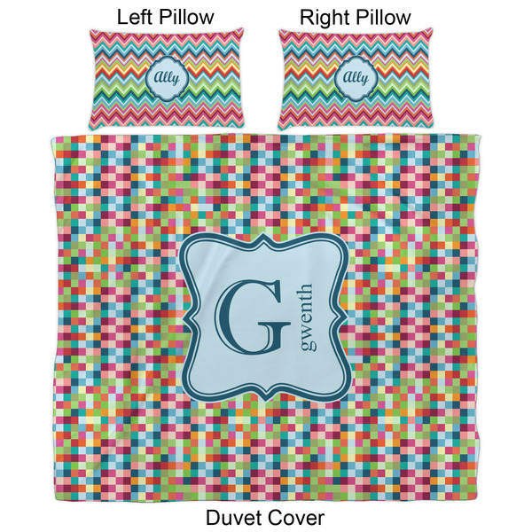 Retro Pixel Squares Duvet Cover Set - King - Approval