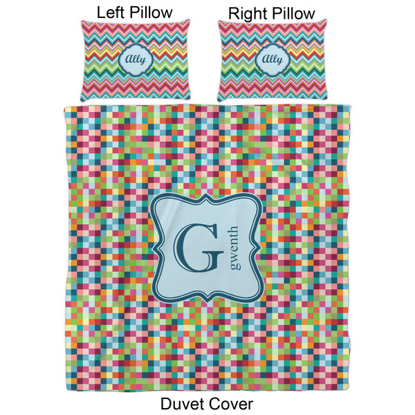 Retro Pixel Squares Duvet Cover Set - Queen - Approval