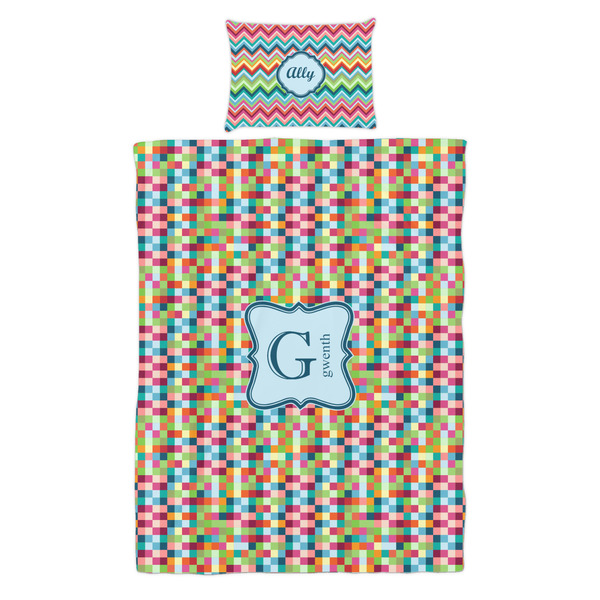 Retro Pixel Squares Duvet Cover Set - Twin - Alt Approval