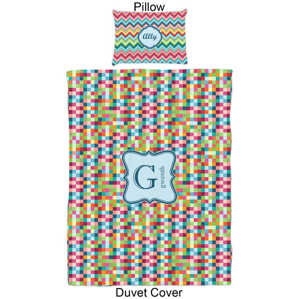 Retro Pixel Squares Duvet Cover Set - Twin - Approval