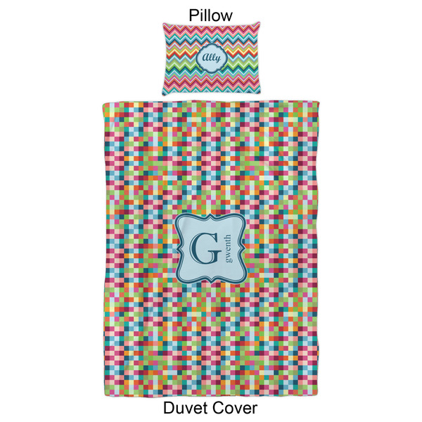 Retro Pixel Squares Duvet Cover Set - Twin XL - Approval