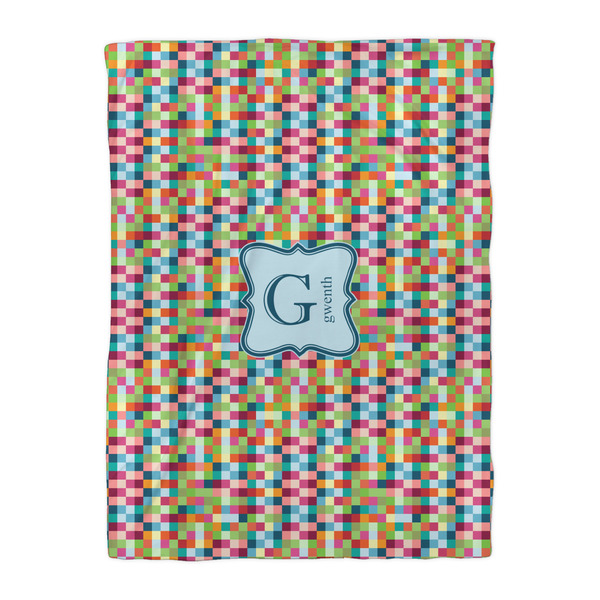 Retro Pixel Squares Duvet Cover - Twin XL - Front