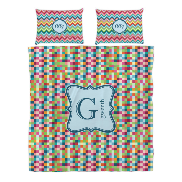 Retro Pixel Squares Duvet cover Set - Queen - Alt Approval