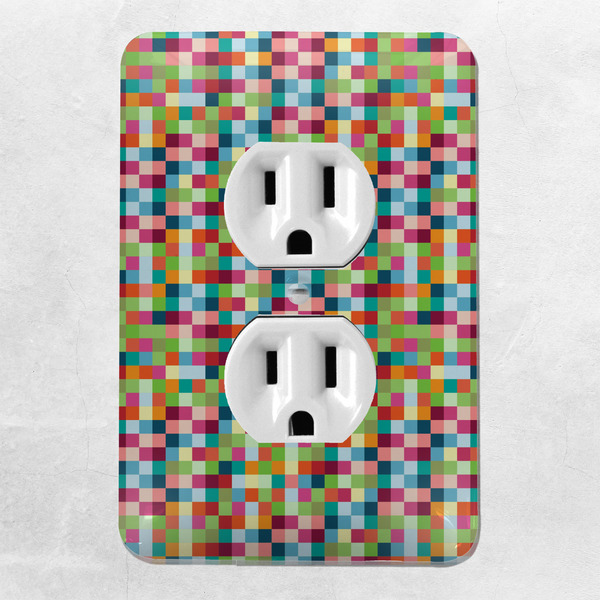 Retro Pixel Squares Electric Outlet Plate - LIFESTYLE