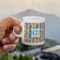 Retro Pixel Squares Espresso Cup - 3oz LIFESTYLE (new hand)