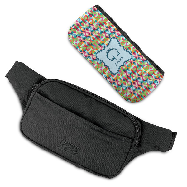 Retro Pixel Squares Fanny Packs - FLAT (flap off)