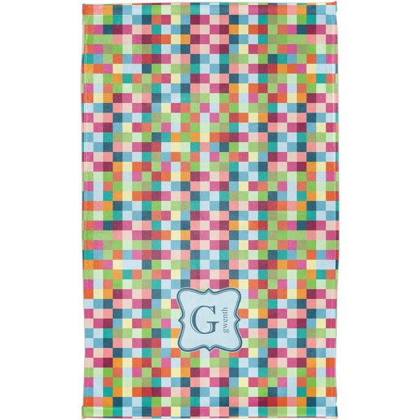 Retro Pixel Squares Finger Tip Towel - Full View