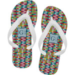 Retro Pixel Squares Flip Flops - Small (Personalized)