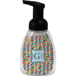 Retro Pixel Squares Foam Soap Bottle - Black (Personalized)