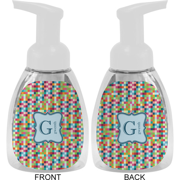 Retro Pixel Squares Foam Soap Bottle Approval - White