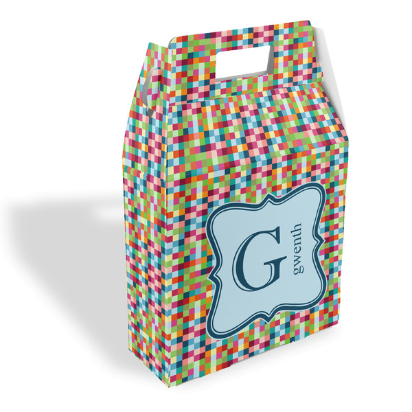 Custom Retro Pixel Squares Gable Favor Box (Personalized)