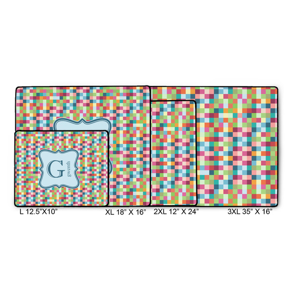 Retro Pixel Squares Gaming Mats - SIZE CHART