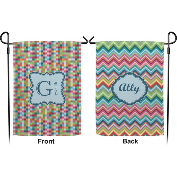 Retro Pixel Squares Garden Flag - Double Sided Front and Back