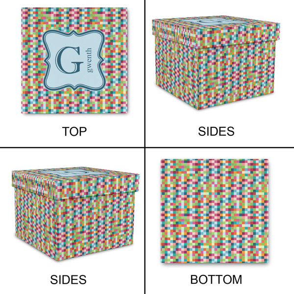 Retro Pixel Squares Gift Boxes with Lid - Canvas Wrapped - Large - Approval