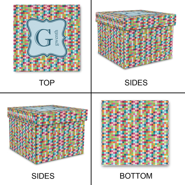 Retro Pixel Squares Gift Boxes with Lid - Canvas Wrapped - Medium - Approval