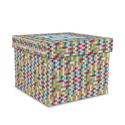Retro Pixel Squares Gift Box with Lid - Canvas Wrapped - Medium (Personalized)