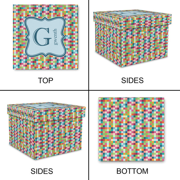 Retro Pixel Squares Gift Boxes with Lid - Canvas Wrapped - Small - Approval