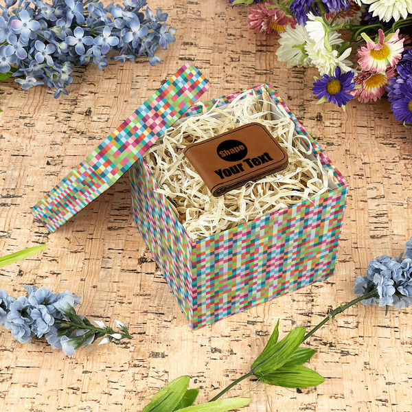 Retro Pixel Squares Gift Boxes with Lid - Canvas Wrapped - Small - In Context