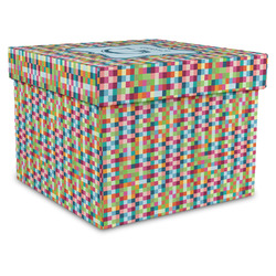 Retro Pixel Squares Gift Box with Lid - Canvas Wrapped - X-Large (Personalized)