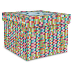 Retro Pixel Squares Gift Box with Lid - Canvas Wrapped - XX-Large (Personalized)