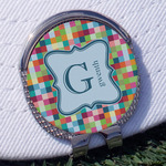 Retro Pixel Squares Golf Ball Marker - Hat Clip