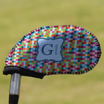 Retro Pixel Squares Golf Club Iron Cover (Personalized)