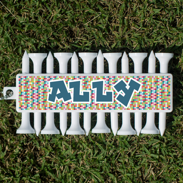 Custom Retro Pixel Squares Golf Tees & Ball Markers Set (Personalized)