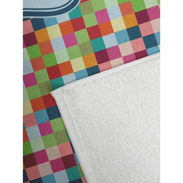 Retro Pixel Squares Golf Towel - Detail