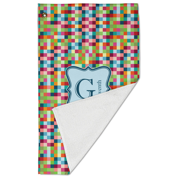 Retro Pixel Squares Golf Towel - Folded (Large)