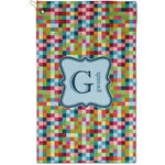 Retro Pixel Squares Golf Towel - Poly-Cotton Blend - Small w/ Name and Initial