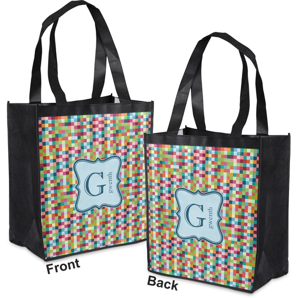 Retro Pixel Squares Grocery Bag - Apvl