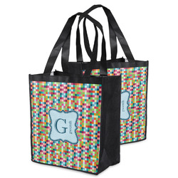 Retro Pixel Squares Grocery Bag (Personalized)