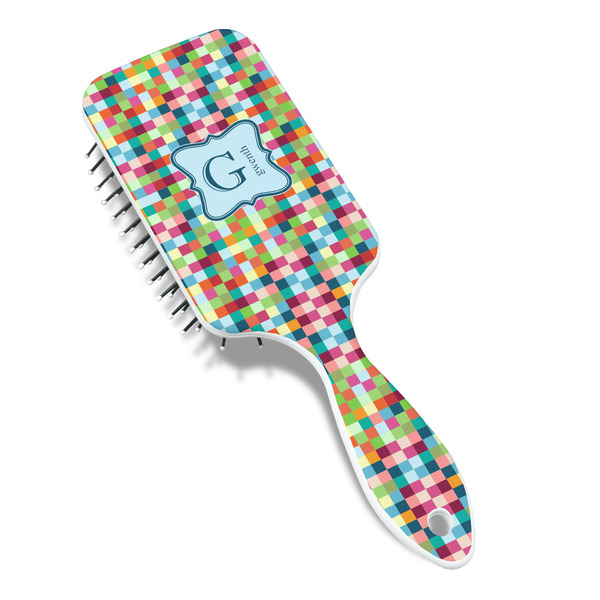 Retro Pixel Squares Hair Brush - Angle View