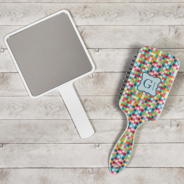 Retro Pixel Squares Hair Brush - In Context