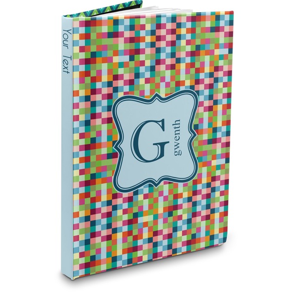 Custom Retro Pixel Squares Hardbound Journal (Personalized)